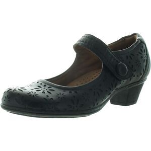 Cobb Hill Womens Alesia Black Eyelet Leather Mary Jane Heels New